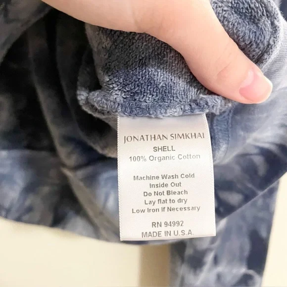 Jonathan Simkhai Standard Tie-dye Cropped Sweatshirt In Indigo Small - Picture 7 of 8